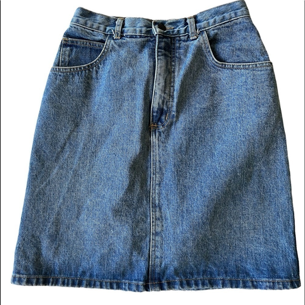 Vintage 80’s 90’s Georges Marciano for Guess cotton blue jean mini skirt size 0 - Picture 2 of 9